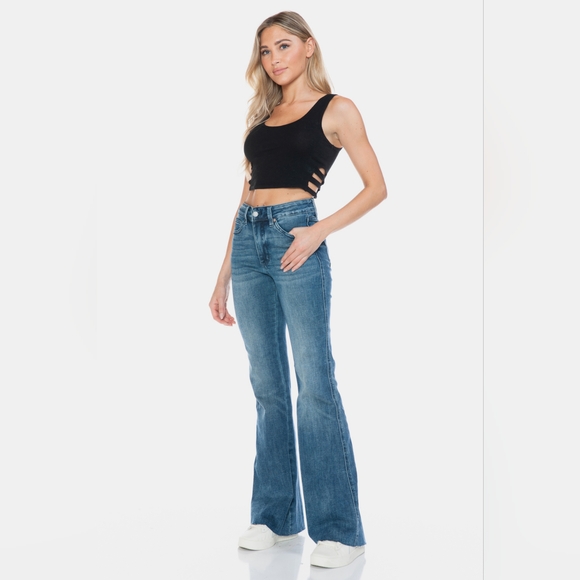 Judy Blue Full Size Tummy Control Cut Hem Flare Jeans - Picture 6 of 15
